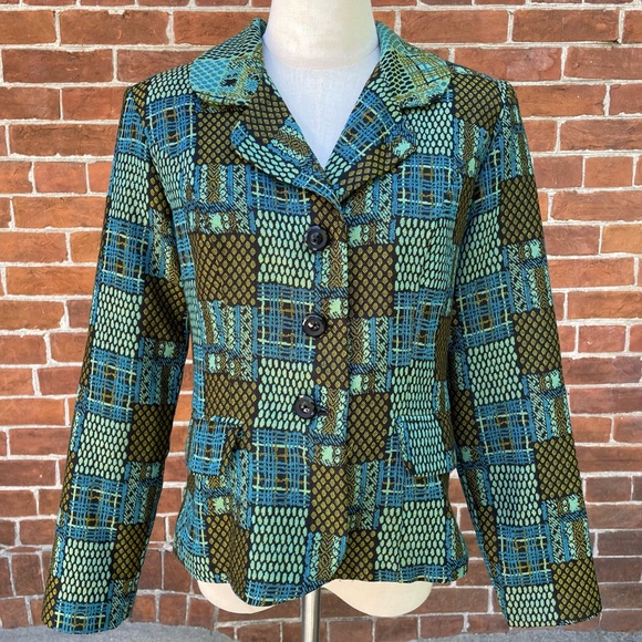 Vintage Jackets & Blazers - Vintage Patchwork Jacket – Blue-Green, Made in Canada, Small Evette’s Designs